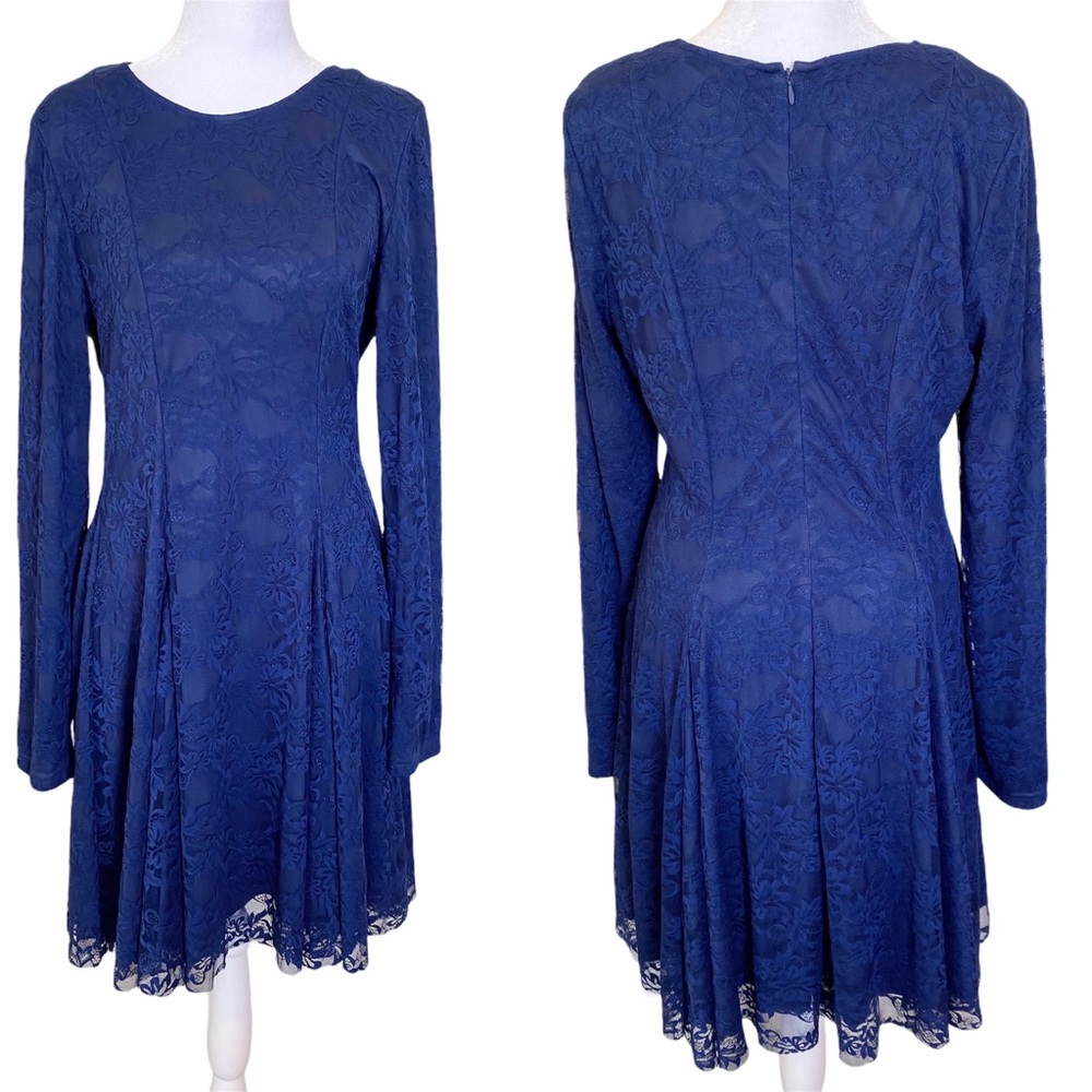 Felicity and Coco Blue Lace Long Sleeve Lace Dress